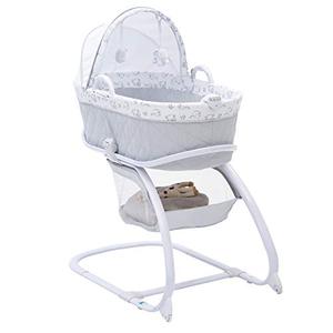 lot 11102 image: Delta Children Deluxe 2-in-1 Moses Bedside Bassinet Portable Crib, Elephant Dreams, 37x21x39 Inch (Pack of 1)