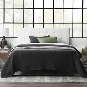 lot 11107 image: Edenbrook Hawthorne Faux Leather Headboard - Modern -Adjustable Height - Buttonless Tufting, Queen, White