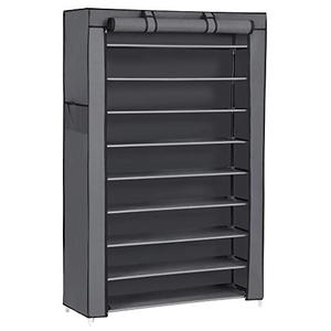 lot 11110 image: SONGMICS 10-Tier Shoe Rack, 34.6 x 11 x 63 Inches, Holds up to 50 Pairs, Storage Organizer with Dustproof Cover Gray