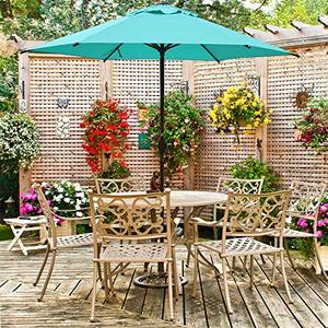 lot 11127 image: Abba Patio 9ft Patio Umbrella Outdoor Umbrella Patio Market Table Umbrella with Push Button Tilt and Crank for Garden, Lawn, Deck, Backyard & Pool, Turquoise