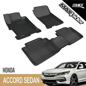 lot 11132 image: 3D MAXpider L1HD04801509 All-Weather Floor Mats for Honda Accord Sedan 2013 2014 2015 2016 2017 Custom Fit Car Floor Liners, Kagu Series (1st & 2nd Row, Black)