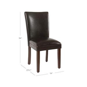 lot 11136 image: HomePop Parsons Upholstered Accent Dining Chair, Set of 2, Dark Brown Faux Leather