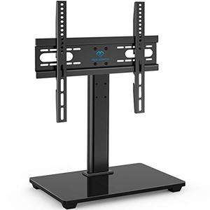 lot 11190 image: PERLESMITH Universal TV Stand Table Top TV Stand for 37-55 inch LCD LED TVs - Height Adjustable TV Base Stand with Tempered Glass Base & Wire Management, VESA 400x400mm