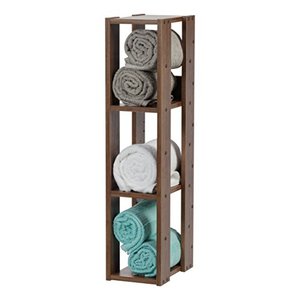 lot 11199 image: IRIS USA OWR-200BR 3-Shelf Slim Open Wood Shelving Unit, Brown