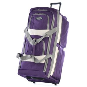 lot 11203 image: Olympia 8 Pocket Rolling Duffel Bag, Dark Lavender, 33 inch