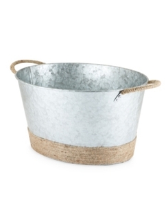 lot 54919 image: Twine Seaside Jute Rope Wrapped Galvanized Tub