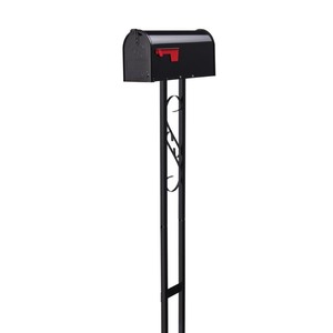 lot 54986 image: Gibraltar Mailboxes Mailbox To Go, All-in-One, Medium, Decorative Scroll, Steel, Mailbox and Post Combo, Black, T11KIT0B