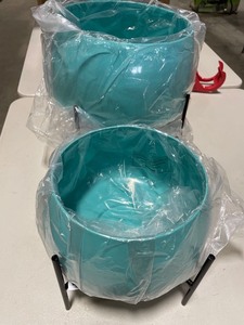 lot 54988 image: Mertal Teal Planters, 1 small, 1 large