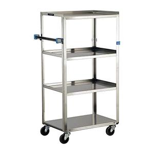 lot 12952 image: Lakeside Manufacturing 333 Linen Cart, Stainless Steel, 4 Shelves, 300 lb. Capacity (Fully Assembled)