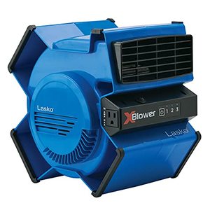 lot 12953 image: Lasko High Velocity X-Blower Utility Fan for Cooling, Ventilating, Exhausting and Drying at Home, Job Site and Work Shop, Blue X12905 11x9x12