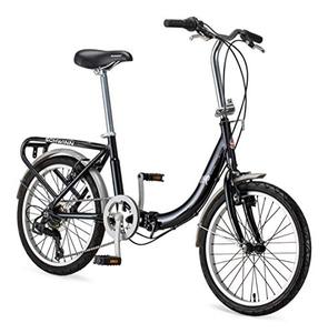 lot 12957 image: Schwinn Loop Adult Folding Bike, 20-inch Wheels, 7-Speed Drivetrain, Rear Carry Rack, Carrying Bag, Black