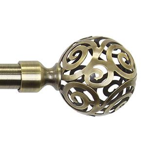 lot 12962 image: CHICOLOGY 34 to 1 inch Diameter Pole for Drapes Finials, Window Decor Elegant Finished, Bronze, Nickel & Black Curtain Rods, 48 to 86 inches, Antique Brass-Clare