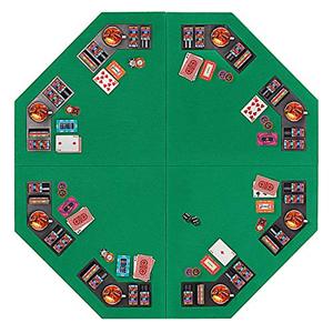 lot 12967 image: VIVOHOME 48 Inch Foldable 8-Player Texas Poker Card Tabletop Layout Portable Anti-Slip Rubber Board Game Mat with Cup Holders and Carrying Bag