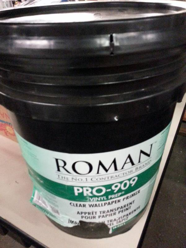 lot 1912 image: New un opened 5 gallon bucket of Romans Vinyl Prep� Clear Wallpaper Primer PRO-909