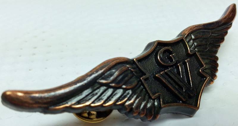 lot 1922 image: New set of 3 inch Burnished Brass looking Honda Gold Wing jacket hat or bandana pin wings