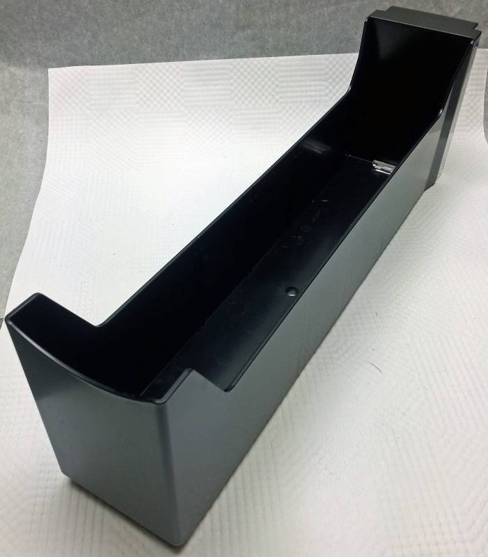 lot 1925-2 image: Quality HD Black plastic 16 inches long X 3 inches small parts tool box tray.  5 inches deep at the front and back
