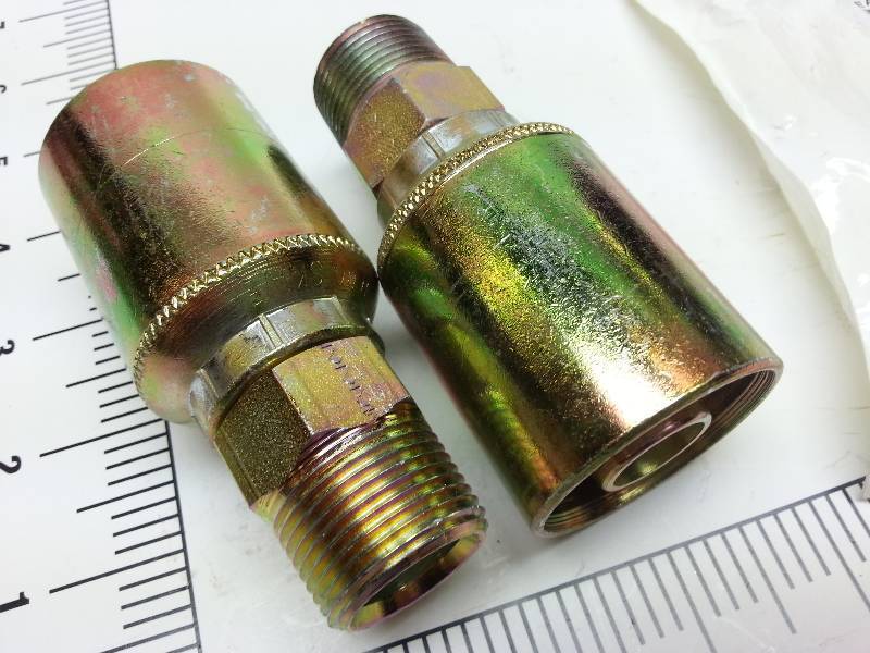 lot 1953 image: New pair of Eaton 43012U 34 pipe Adapter Steel hose ends