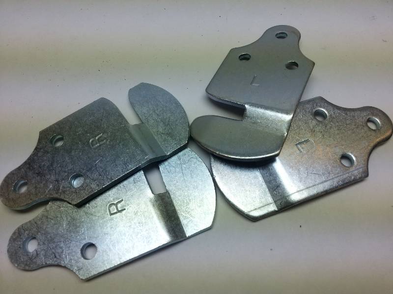 lot 1960-5 image: 4 piece (2 rights and 2 lefts) Utility Trailer Wood Sides Latch Rack Stake Body Straight Zinc plated brackets New
