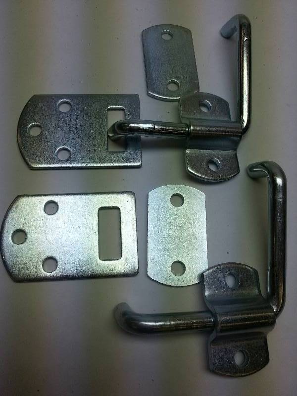 lot 1961-3 image: Pair (2 complete) Utility Trailer Wood Sides Security Latch Rack Stake Body Gates Corner Sets