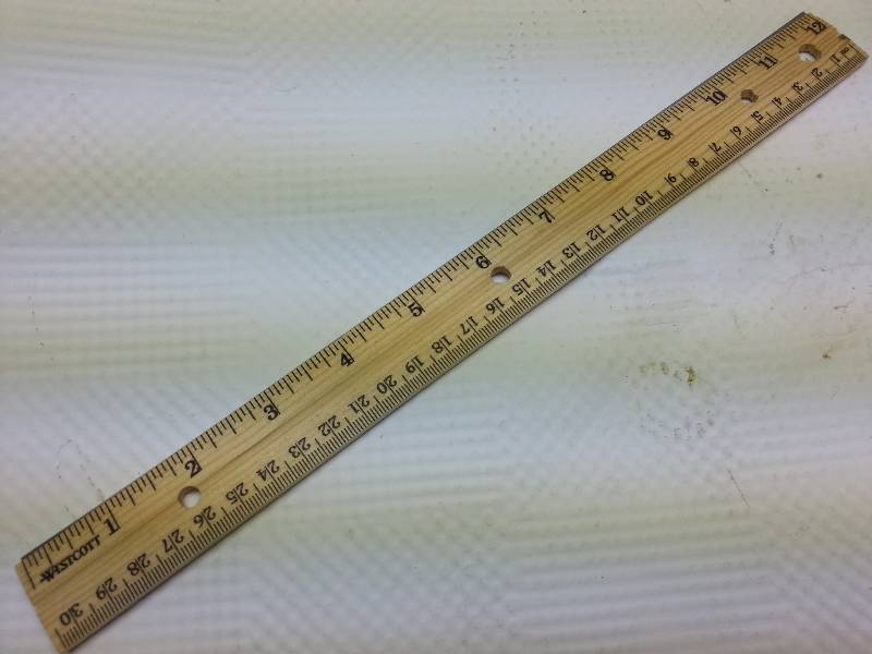 lot 9192-2 image: Westcott� 10702 Hole Punched for notebooks Wood Ruler English and Metric With Metal Edge 12