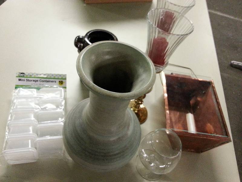 lot 8914 image: Wild looking candles and good looking pottery with a cocktail glass