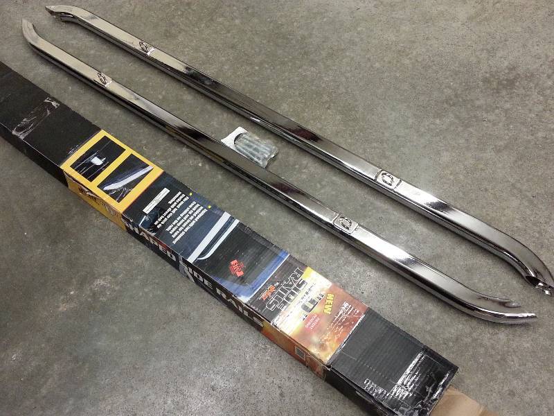 lot 8906 image: Beautiful new pair of chrome D style rails that are pretty much full size pick-up truck universal fit