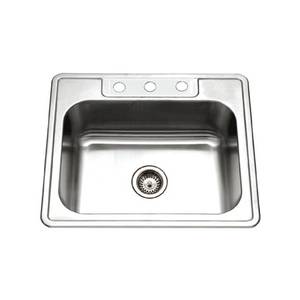 lot 44270 image: Houzer Glowtone Single Bowl Stainless Steel 3-Hole Sink