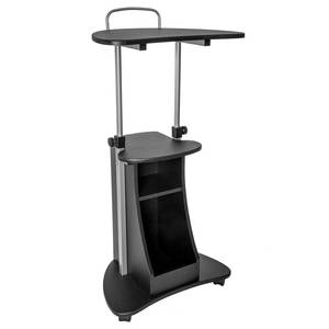 lot 44276 image: Techni Mobili Sit-to-Stand Rolling Adjustable Height Laptop Cart With Storage, Graphite