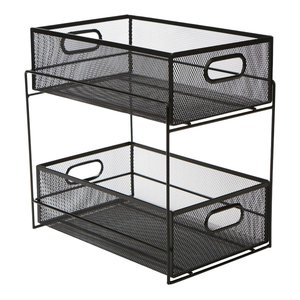 lot 44293 image: Mind Reader 2 Tier Metal Mesh Storage Baskets Organizer, Home, Office, Kitchen, Bathroom