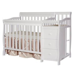 lot 1050 image: Dream On Me Jayden 4-in-1 Convertible Mini Crib and Changer, White