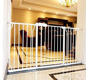lot 2057 image: ALLAIBB Extra Wide Baby Gate Pressure Mount Auto Close White Metal Child Dog Pet Safety Gates with Walk Through for Stairs,Doorways,Kitchen and Living Room 62.2-66.9 in (71.65-76.38182-194cm)