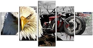 lot 2068 image: Art Print for Large Wall Art Decoration, Set of 5 Panels, Ready to Hang Motorcycle not red see pictures