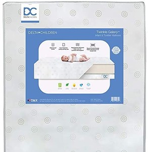 lot 3039 image: Delta Children Twinkle Galaxy Dual Sided Premium Recycled Fiber Core Crib and Toddler Mattress - Waterproof - Hypoallergenic - GREENGUARD Gold Certified (Non-Toxic) - Made in USA