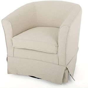 lot 3059 image: Christopher Knight Home Cecilia Swivel Chair with Loose Cover, Natural Fabric