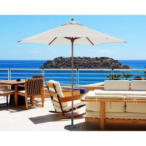 lot 3068 image: TropiShade 9-foot Wood Natural-tone Market Umbrella - Off-White