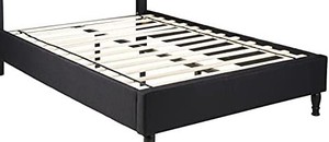 lot 3076 image: Home Life Model 00009 Platform Upholstered Footboard and Side Rails for Full Size Bed, Black - Box 2 of 2 Only (Footboard and Siderails)