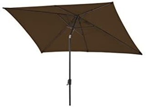 lot 3079 image: Rectangular Market Umbrella Patio Outdoor Table Umbrellas with Non-Fading Canopy and Push Button Tilt for Garden, Lawn, Backyard & Pool (6.6x9.8 FT, Mocha)