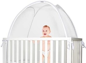 lot 3081 image: KinderSense - Baby Safety Crib Tent - Premium Toddler Crib Topper to Keep Baby from Climbing Out - See Through Mesh Crib Net - Mosquito Net - Pop-Up Crib Tent Canopy to Keep Infant in