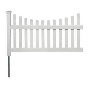 lot 3082 image: All American Vinyl Picket Fence with No-Dig Steel Pipe Anchor Kit