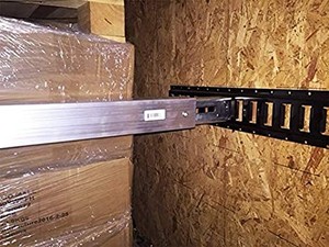 lot 3084 image: Two 93- 102 Adjustable Heavy-Duty Aluminum E-Track DeckingShoring Beam  Cargo Load Lock Bar for Enclosed Trailers, Trucks, Vans, and Reefers with The E Track Tie-Down System