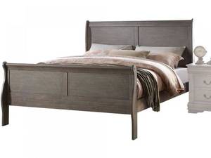 lot 3087 image: Acme Furniture 23860QHF Louis Philippe Queen Headboard and Footboard, Antique Gray