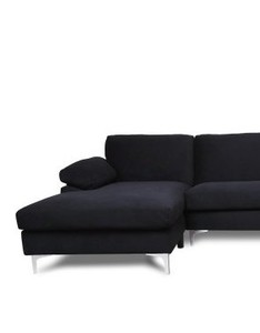 lot 3088 image: TeamMe Sectional Sofa, Mid-century Velvet Sofa for Home Office Furniture Small Space, Black - Incomplete ( Box 2 of 2)