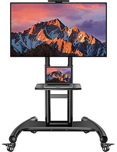 lot 5507 image: RollingMobile TV Cart with Wheels for 32-70 Inch LCD LED 4K Flat Screen TVs - UL Certificated TV Floor Stand with Shelf Holds Up to 100 lbs, Height Adjustable Trolley Max VESA 600x400mm- PSTVMC05