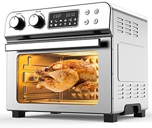 lot 5523 image: 10-in-1 Air Fryer Toaster Oven , 24 Quart 23L Large Air Fryer Oven, Convection Oven Airfryer with Rotisserie, Dehydrator & Pizza, 100 Recipes & 6 Accessories, 1700 W, Stainless Steel