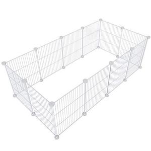 lot 5524 image: Tespo Pet Playpen, Small Animal Cage Indoor Portable Metal Wire yd Fence for Small Animals, Guinea Pigs, Rabbits Kennel Crate Fence Tent 15 X 12 inch White