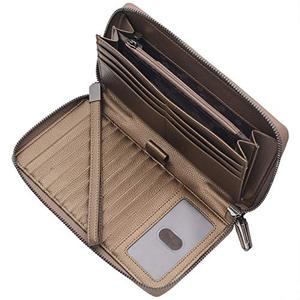 lot 7127 image: Women RFID Blocking Wallet Leather Zip Around Phone Clutch Large Travel Purse Wristlet (Bronze Gold)