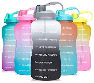 lot 7139 image: Venture Pal Large 1 Gallon128 OZ (When Full) Motivational BPA Free Leakproof Water Bottle with Straw & Time Marker Perfect for Fitness Gym Camping Outdoor Sports-WhiteGray Gradient