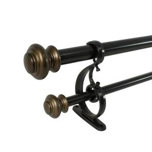 lot 7897 image: Decopolitan Urn Telescoping Double Curtain Rod Set, 72 to 144-Inch, Brown