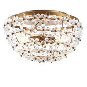 lot 7073 image: Null- Isabelle 15.5 Metal LED Flush Mount, Antique Gold by JONATHAN Y- Retail$111.38