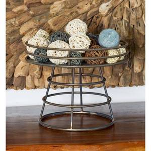 lot 7075 image: Null- Industrial Iron Round Silver Tray Stand